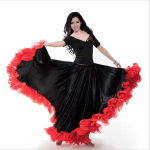Punane V&auml;rv Flamenko Tantsuseelik Hispaania Tantsu Esinemiskost&uuml;&uuml;m Naised Vestido Flamenco 180-720 Kraadi 360Degree must