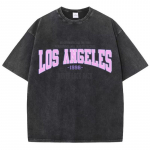 Naiste Puuvillased Pestud T-s&auml;rgid Trendikas Kulutatud Vabaaja T-s&auml;rgid Los Angeles 1996 Tr&uuml;kiga L&uuml;hikeste Varrukatega Suvine T&auml;navariietus S