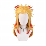 Kvaliteetne Anime Cosplay Rengoku Kyoujurou Cosplay Parukas Blond Punane Ombre Kuumuskindlad Juuksed Patsiga Parukad + Parukav&otilde;rk (as the picture,One Size)