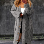Uus s&uuml;gis-talvine stiil Pikk keerdkudumusega kampsun Naiste &uuml;hev&auml;rviline n&ouml;&ouml;pidega suur kampsunik-mantel S