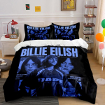 Billie Eilish Sinine Voodipesukomplekt Voodipesu Tekikoti Komplekt Tekikott Padjap&uuml;&uuml;rid (1* Tekikott 2* Padjap&uuml;&uuml;ri, without tekikate) 140x200cm black