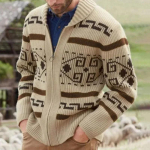 S&uuml;gise ja Talve Meeste Kampsunid Kardigan Mehed Vintage Jacquard Kootud Jakk Kudumid Moodne Sallkrae T&otilde;mblukk Vabaaja Paksud Kardiganid Trikoo S khaki