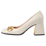 GUCCI hobuserauaga nahast plokk-kontsaga k&otilde;rged kingad 7 cm Naiste valge 643886 C9D00 9022 40