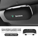 Auto p&auml;ikesesirmi p&auml;ikeseprillide karp Skoda Octavia Fabia Superb Rapidile, Prillihoidja hoiukarp Autode siseaksessuaarid hbkm45 must