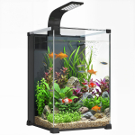 36L karastatud klaasist kodune akvaarium integreeritud filtri ja LED-valgustiga, 30x30x45,5 cm, must