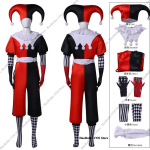 Meeste Naiste Jester Kloun Cosplay Kost&uuml;&uuml;mikomplekt, Punane Must Kahev&auml;rviline Joker Peokost&uuml;&uuml;m Halloweeni Karnivali Teemapeoks L black