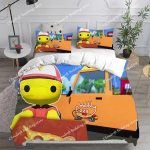 Peen 3D Vinguv Elu Taustapilt M&auml;ng Anime Tr&uuml;kk Voodipesukomplekt Tekikott Tekk Voodi Noorte T&uuml;drukute Poiste Kingitus 135x200cm yellow