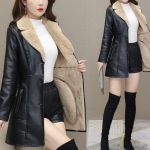 S&uuml;gis- ja talvised nahkriided Naiste pl&uuml;&uuml;sist paksendatud keskmise pikkusega korea versioon, uus stiil, &otilde;huke istuvus, &otilde;huke v&ouml;&ouml;koht, PU-mantli trend 3XL gray