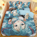 3D Prindi Jaapani Anime Hatsune Miku Voodipesukomplekt Kawaii T&uuml;drukute Tekikoti Komplekt &Uuml;he Inimese Twin T&auml;iskasvanu Queen King Suurus 135X200CM