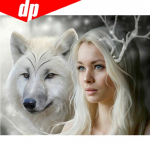 Ristpistes tikkimiskomplektid Lumememm Maaliline puuvillane T&uuml;drukute Hundimaaling Ise ise n&auml;put&ouml;&ouml; 20X30