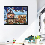 Kodukaunistus Teemanttikandid Teemantmaaling Ristpistekomplekt Pilt Talvine lumine maja 20X30CM