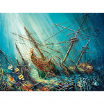 T&auml;is&uuml;mmargune puur 5D DIY Teemanttikandid Kadunud paat Teemantmaal Ristpistes Rhinestone 20X30CM