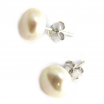 Les Tr&eacute;sors De Lily [N2924] - Boucles argent 'Perla' ivoire - 8 mm Heleroosa