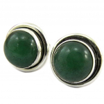 Les Tr&eacute;sors De Lily [P7222] - Boucles Argent 'Heaven' jade vert argent&eacute; - 11 mm roheline