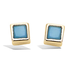 Les Tr&eacute;sors De Lily [Q1052] - Boucles plaqu&eacute; or 'Boho' turquoise dor&eacute; - 3x3 mm t&uuml;rkiissinine