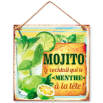 Les Tr&eacute;sors De Lily [Q9465] - Plaque m&eacute;tal 'Mojito' vert (le cocktail qui te menthe &agrave; la t&ecirc;te ! ) - 20x20 cm roheline