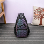 Helendav kott Naiste geomeetriline laserseljakott Tepitud &otilde;lakotid Hologramm laseriga tavaline rinnakott 3 must