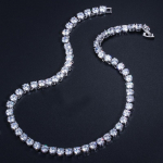 WWJ Kvaliteetne kuubikujuline tsirkooniumoksiidist &otilde;htupeo ehted Round Chokers kaelakeed pruutkleitide tarvikud valge