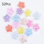 32 tk 32 mm Bling lill l&auml;bipaistvast plastist t&auml;idisega litrid aplikatsioonid isetegemise ripatsi peakatte jaoks Juuksen&otilde;ela rihma dekoratiivtarvikud mitmev&auml;rviline