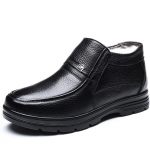 Talvised suurte suurustega meeste nahast kingad, mis on valmistatud ehtsast nahast, pluss sametist kingad, k&otilde;rge s&auml;&auml;rega, pluss sametist, soojad villased saapad 39 must