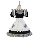 Naiste S~5XL Cosplay kost&uuml;&uuml;m Jaapani anime lahtine vormiriietus must valge kikilips Armas teenijarestorani teenija kleit suur suurus S must