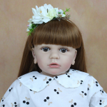 BZDOLL 60 CM Pehmest silikoonist Reborn Toddler Baby Doll M&auml;nguasi T&uuml;drukutele Elutruu 24-tolline vin&uuml;&uuml;list pikkade juustega Printsess Tayra Kleit Up Alive Bebe Eyes, 60cm Doll pruun