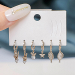 ANENJERY Tsirkoon Star Eye Crown Victory žest Hoop k&otilde;rvar&otilde;ngad naistele Lucky k&auml;sitsi valmistatud 6-osaline k&otilde;rvar&otilde;ngaste komplekt kuld