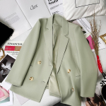 S&uuml;gisene t&auml;navar&otilde;ivad, kaherealised naiste bleiserid, pidulik roosa roheline pikkade varrukatega mantel M roheline