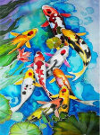 Teemantmaalikunst Koi karpkala t&auml;iskomplektid Teemantmosaiik Loomade Ristitikandid N&auml;put&ouml;&ouml; Maalid Kodukaunistus Full Round 20x30CM