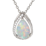 Les Tr&eacute;sors De Lily [R5574] &ndash; k&auml;sit&ouml;&ouml;na valmistatud h&otilde;bedane ripats  Goddess Opal  h&otilde;bevalge (roodiumiga kaetud) - 12x9mm valge