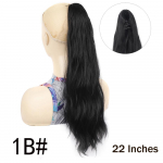 S&uuml;nteetiline hobusesaba pikendusklamber, 22-tolline, lokkis laineline ponisaba-klamber, pika ponisabaga juuksel&otilde;ik naistele tumepruun