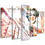 Viieosaline pildil&otilde;uenditr&uuml;kk Marilyn Monroe 100x70 roosa