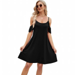&otilde;lgadeta volangidega varrukad Suvine kleit Naiste vabaaja Camisole A-line lahtine p&auml;ikesekleit Elegantne peokleit, l&uuml;hike kleit, riided 25155 S must