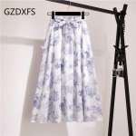 DX - uus Bohemian Chiffon poolpikk kleit kevadeks ja suveks Keskmise pikkusega k&otilde;rge v&ouml;&ouml;kohaga haldjas lilleline suur kiikseelik rannaseelik One size