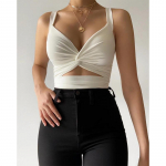 Naiste topp Ins Kink elastne lips Uus V-kaelusega lahtise seljaga v&auml;ike sling suvine XL valge