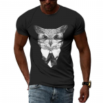 Suvemood Naljakas Looma Koera portree Meeste T-s&auml;rgid 3D Trend Isiksus Juhuslikud mustad tr&uuml;kitud s&auml;rgid Hiphop Harajuku O-kaelusega top S