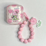 Happy Flower Tulbid Pink Pearl K&auml;ev&otilde;ru 3D Armas Rabbit k&otilde;rvaklappide &uuml;mbris Apple Airpodsile 1 3 Pro 2 2nd Cartoon laineline p&otilde;rutuskindel kast For Airpods 3 (2021)