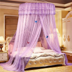 Kvaliteetne printsess pitsist kuppel putukavoodi baldahhiin V&otilde;rkkardin Elegantne &uuml;mmargune s&auml;&auml;sev&otilde;rk majapidamises suur voodi voodipesu Mugav uni 2.2m (7.2 feet) bed lilla