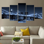 Moodsad 5 paneeli New York City Brooklyn Bridge l&otilde;uendimaaling plakatid ja tr&uuml;kised seinapildid elutoa sisekujunduseks ilma raamita 40x60cm*2 40x80cm*2 40x100cm*1