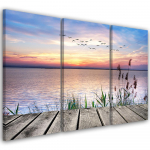 Kolmeosalise pildiga l&otilde;uenditr&uuml;kk Footbridge Beach Sunset 60x40 lilla