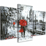 Kolmeosalise pildiga l&otilde;uenditr&uuml;kk Walk in London in Red 60x40 punane