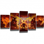 M&auml;ng DOOM Eternal Kids Boys Gaming Ilma raamita 5 tk Seinakunst L&otilde;uend Plakat Pilt Maalid Kodukaunistus Elutoa kaunistamine 20x35cm*2 20x45cm*2 20x55cm*1