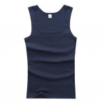Meeste Lihasvestid Puuvillane Aluspesu Varrukateta Tank Top Solid Muscle Vest Aluss&auml;rgid Kandiline krae V&otilde;imlemisriided Kulturismi Tankid L tumesinine v&auml;rv