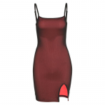 Moodne naiste l&otilde;hestatud Bodycon mini peokleit rihmaga &uuml;hel &otilde;lal Seksikas kleit, l&otilde;hikuga kleit S punane
