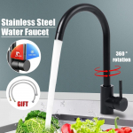 H91565 roostevabast terasest must k&ouml;&ouml;gisegisti kraanikauss, kuum ja k&uuml;lm veekraan, &uuml;he k&auml;epidemega kraan, 360 rotatsiooniga k&ouml;&ouml;gi du&scaron;isegisti