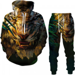 Animal Tiger 3D prinditud meeste dressikomplekt vabaaja kapuuts ja p&uuml;ksid 2tk komplektid kevad-s&uuml;gismood t&auml;navar&otilde;ivad meeste r&otilde;ivaste &uuml;likond XL