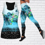 Tumesinine Windmill Flower Print Joogariietus naistele Mood Treening Retuusid Fitness Sport Vabaaja joogap&uuml;ksid XS