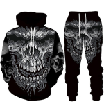 Lahe 3D Skull Print Meeste Pusad Kampsunid &Uuml;likonnad Mood Meeste Spordidress S&uuml;gis- ja Talvine kapuutsiga p&uuml;ksid Kaheosaline komplekt XXL gray