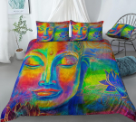 3D Buddha voodipesukomplekt Eksootiline tekikattega padjap&uuml;&uuml;r 2/3 t&uuml;kki EU220 * 240 eriti suur, pehme lukuga magamistoa kaunistus DE 100x135cm