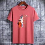 Peking Opera Printed Man Fashion Tee L&uuml;hikeste varrukatega puhtast puuvillast T-s&auml;rk S heleroheline v&auml;rv